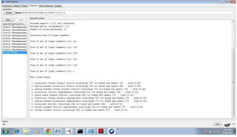 Fig 1: GUI of Association Rule Mining using WEKA tool