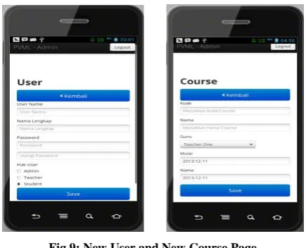 Fig 9: New User and New Course Page 