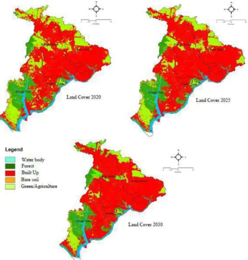 Figure 7: Spatiotemporal dimension of future land use and land cover change in the  study area 