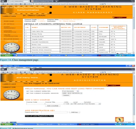 Figure 14. Class management page.                                                                                                                                            