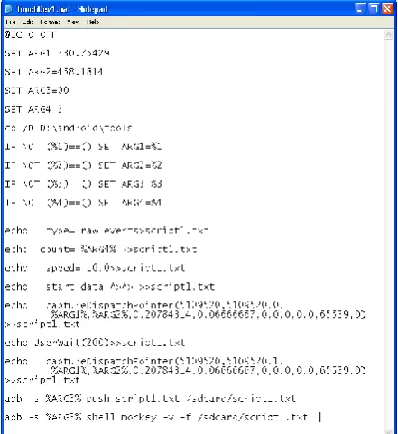 Fig 13: Batch file for Touch event injection 