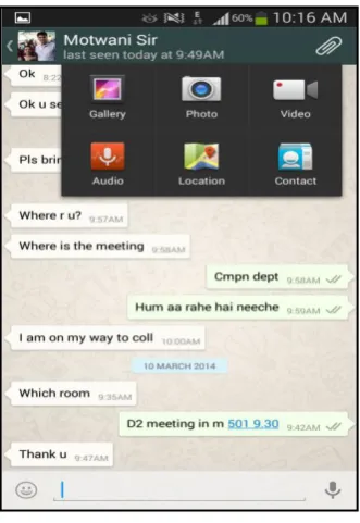Fig 1: Different operations on WhatsApp 