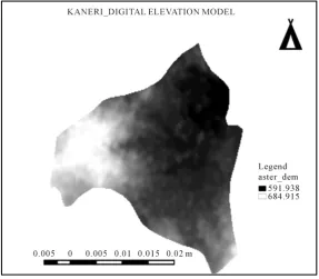 Figure 2. Digital elevation model of Kaneri. 