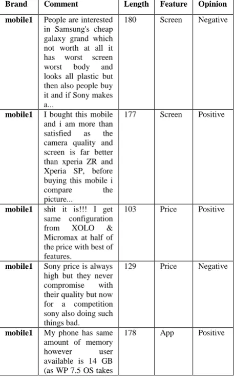 Table 1.Expriment result of consumer reviews 