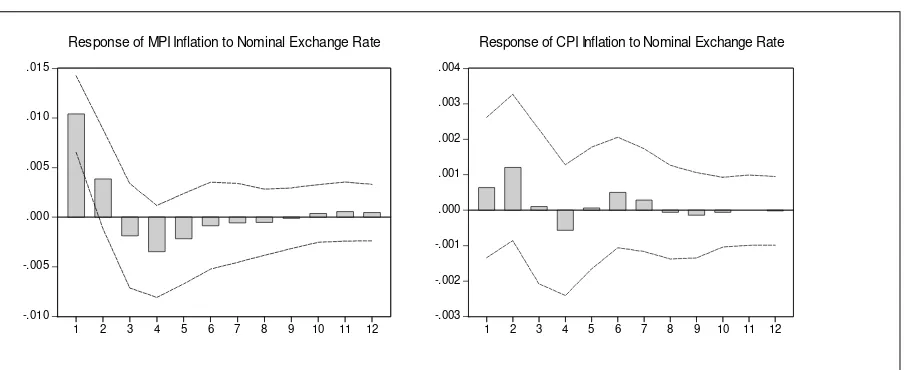 Figure 3: Impulse Response to Nominal Exchange Shocks 