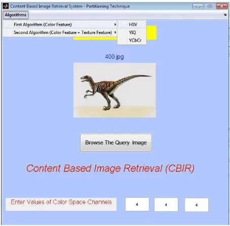 Figure 5: The interface of the developed CBIR system