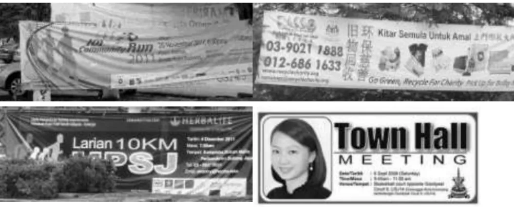 Figure 1: Examples of banners found in Subang Jaya-USJ. 