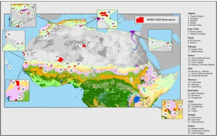 Figure 1. Location of the ROSELT/OSS observatories in Africa.  