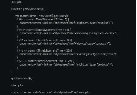 figure 3. This JavaScript code shows that how we have created conditions where the application would consider the current user’s time and call different css stylesheets 