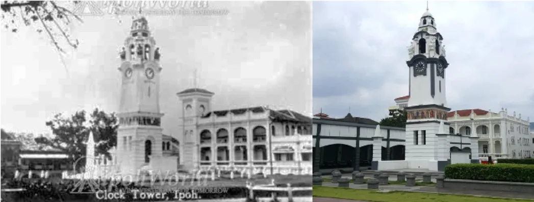 Figure 3: Memorial Clock Tower of J.W.W Birch Year 1920 (left) and Present (right) 