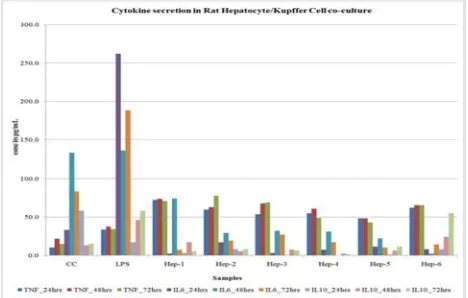 Figure 3: Cytokine expression by Hepatocyte/Kupffer cell co-culture. 