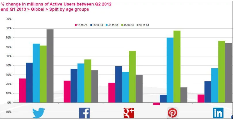Figure 1: Demographic distribution of social media users (Source: Bullas, 2013) 