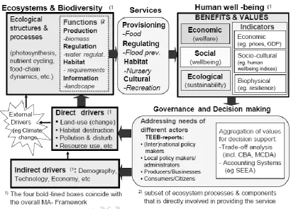 Figure 2.3: The TEEB conceptual framework linking ecosystems and human well-being (TEEB 2010, p