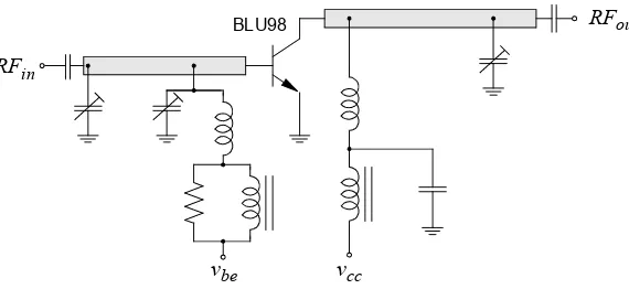 Figure 3.4: Low power BTJ RF power amplifier using BLU98.