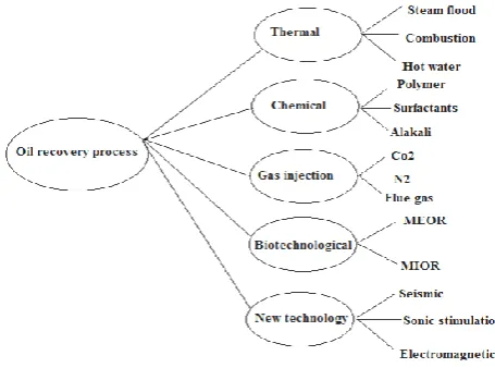 Fig 1: Different methods for enhanced oil recovery (EOR) [16] 