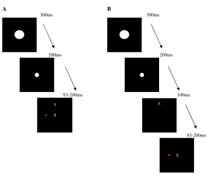 Figure 2. Example of experimental sequence for Experiment 1B (not to scale): A 