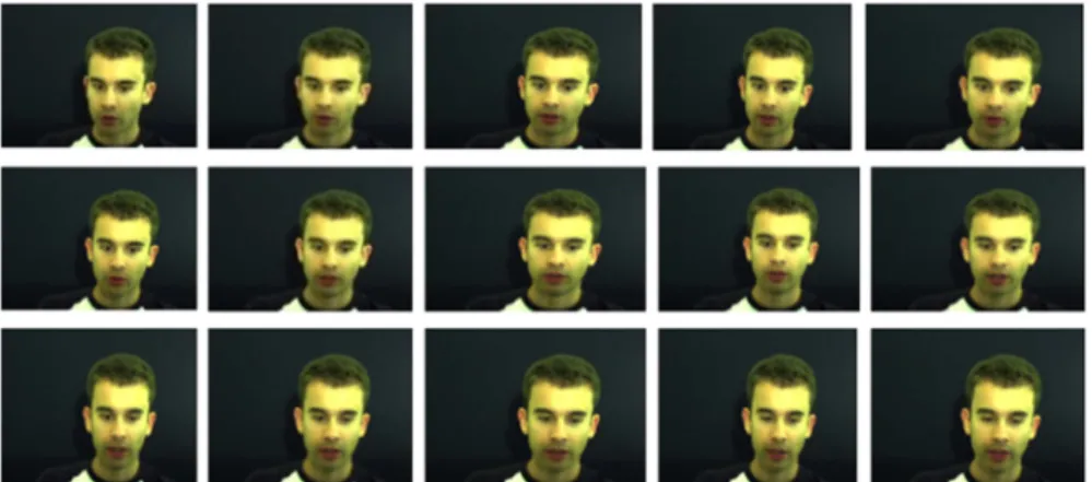 Figure 1. 18 still faces extracted from video for user 1 of eNTERFACE2005 dynamics face database [33]