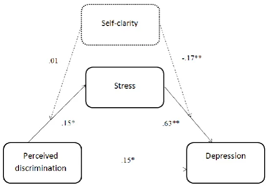 Fig 8. Model 3. Moderated mediation model with the relationship between discrimination and 