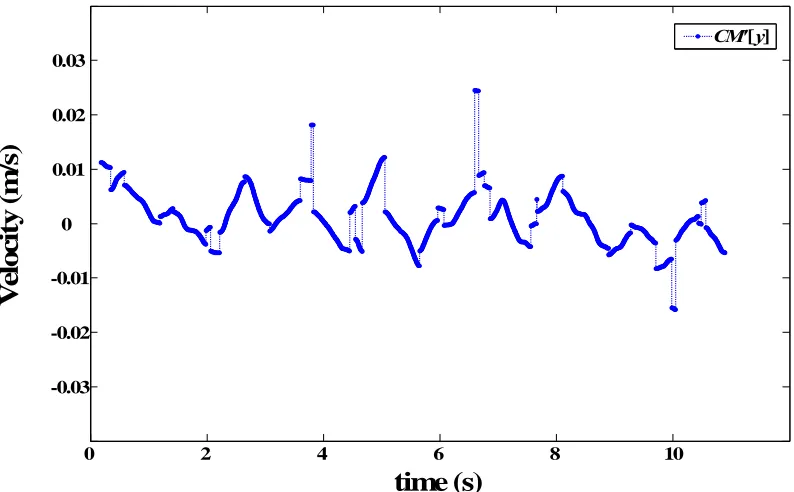 Figure 30. Plot of CM′[y]IA(t) for trial ‘4463’ (method ZPZP5C).  The velocity 