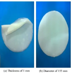 Figure 3. Silicon rubber of stiffness 5 KPa and acoustic impedance of 1.56 MRayl. (a) Shows the silicon rubber thickness; (b) Shows the silicon rubber diameter