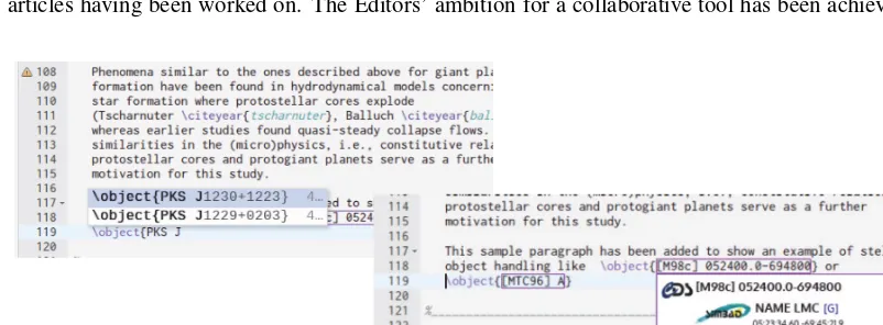 Figure 4. Links to stellar objects.