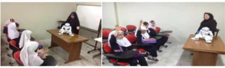 Figure 16. Nima as a teacher assistant in Iran’s robotic project in junior  high school