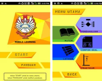 Figure 1. Layout of Beginning Part and the Main Menus in the Mobile App 