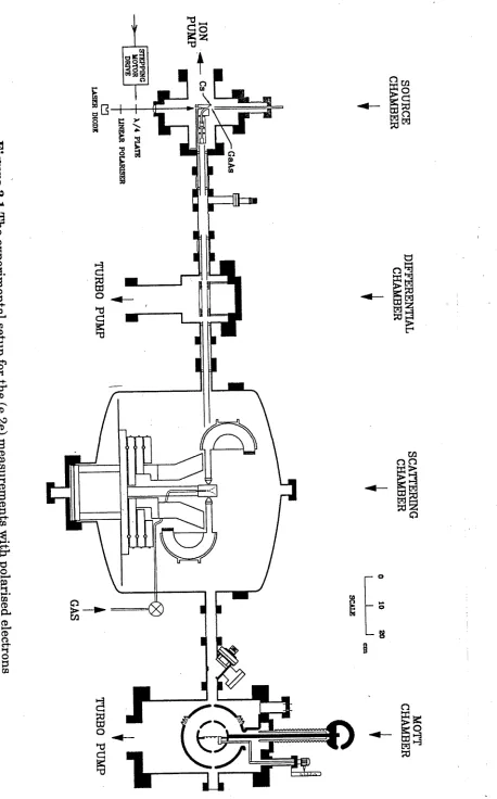 Figure 3.1 The experimental setup for the (e,2e) measurements with polarised electrons
