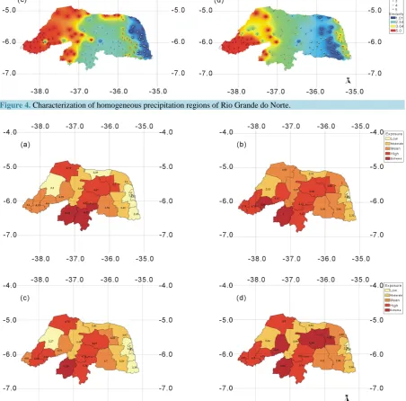 Figure 4. Characterization of homogeneous precipitation regions of Rio Grande do Norte