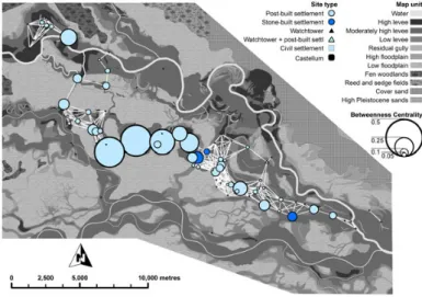 Fig. 11 | Betweenness centrality measurements of all sites in the Early Roman mule cart network.
