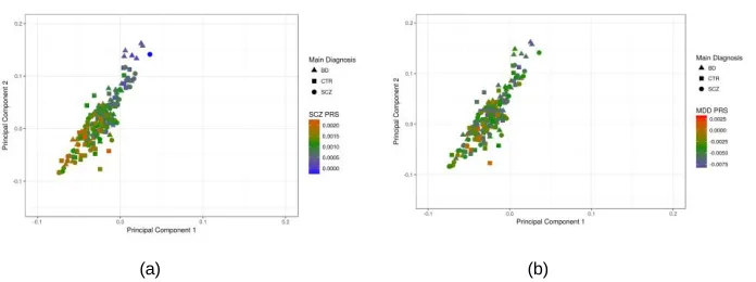 Figure 3. Comparison of the global ancestry principal components with schizophrenia (SCZ) and major depressive disorder (MDD) polygenic risk scores (PRS)