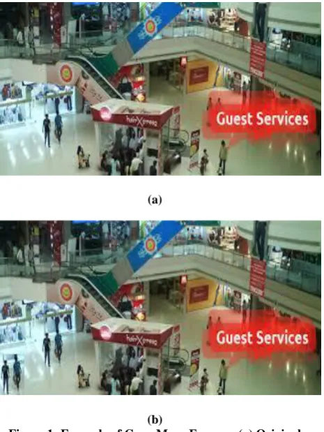 Figure 1: Example of Copy Move Forgery. (a) Original (b) Image (b) Forged Image.  