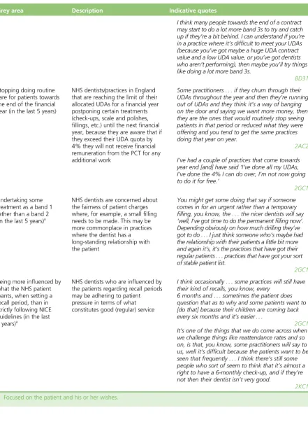 TABLE 6 Six grey areas of the 2006 NHS dental contract with indicative quotes (continued)