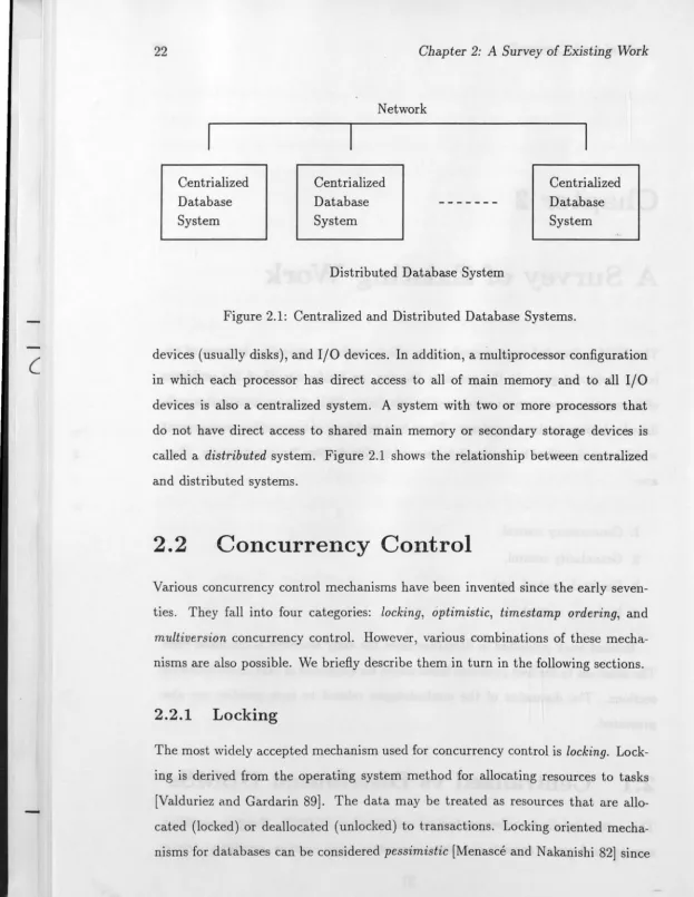 Figure 2.1: Centralized and Distributed Database Systems. 