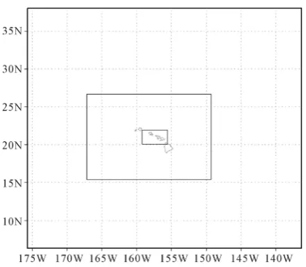 Figure 1. Locations of the three domains, with 18-km, 6-km and 2-km horizontal spacings, respectively