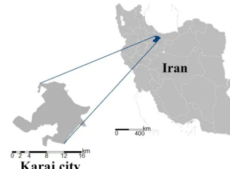 Figure 1. The location of the city of Karaj in Iran.