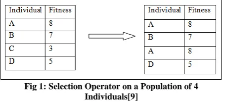 Fig 1: Selection Operator on a Population of 4 Individuals[9] 