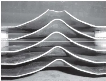 Fig. 6. Maximum permanent deflection along horizontal line of typical plates.