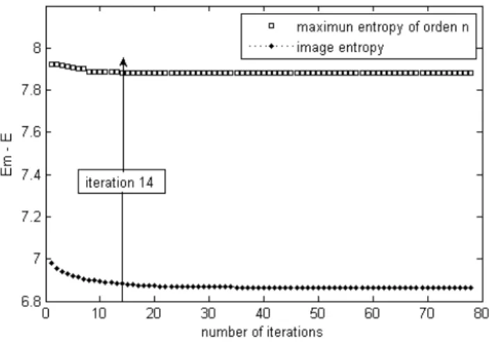 Figure 12 shows the  values of pi for the iterations 6 and 7. One  can note that there  is only one  column per iteration, and these have the same height but different colors
