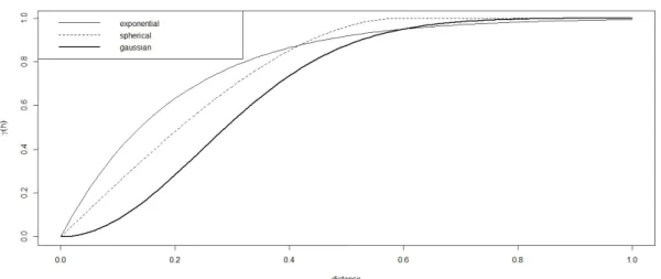 Figure 2: Graph of some theoretical variograms