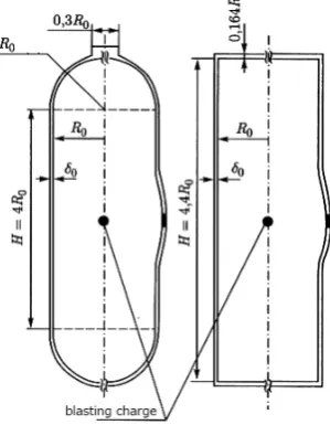 Fig. 4. Computational scheme of the problem, the picture of deformation and failure of the vessels.