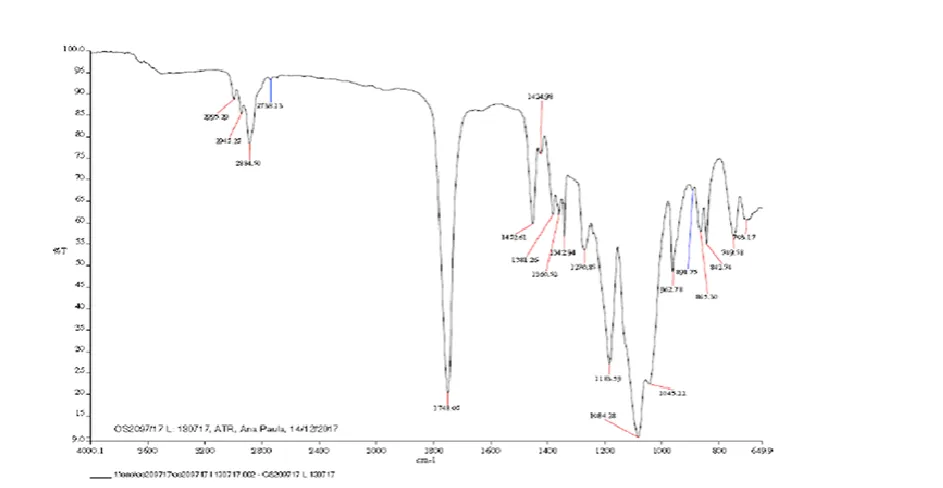 Figure 3 - X-ray diffraction pattern (XRD) of membrane sample. Observe the 
