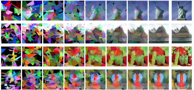 Figure 3: The evolved and the reference images (self-adaptive F and CR).