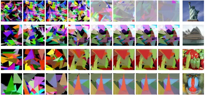Figure 6: The evolved and the reference images, F = 0.5, CR = 0.9.