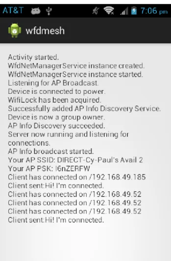 Figure 2: Server broadcasting AP info and allowing multi- multi-ple clients to connect simultaneously.