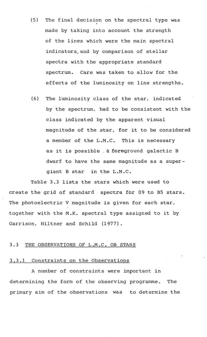 Table  3.3  lists  the  stars  which were used to 