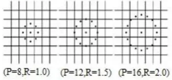 Fig 2: An extended LBP operator with different (P, R). 