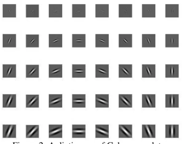 Figure 2: A dictionary of Gabor wavelets. 