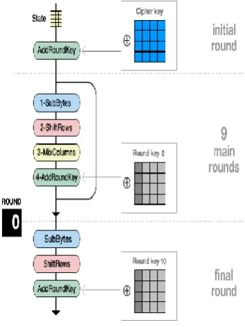 Fig 3 Working of AES Algorithm 