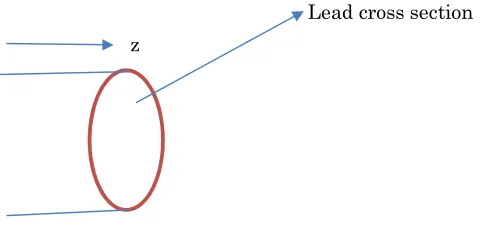 Fig. 8: the image of the cylindrical coordinates. The z-axis is along the current lead